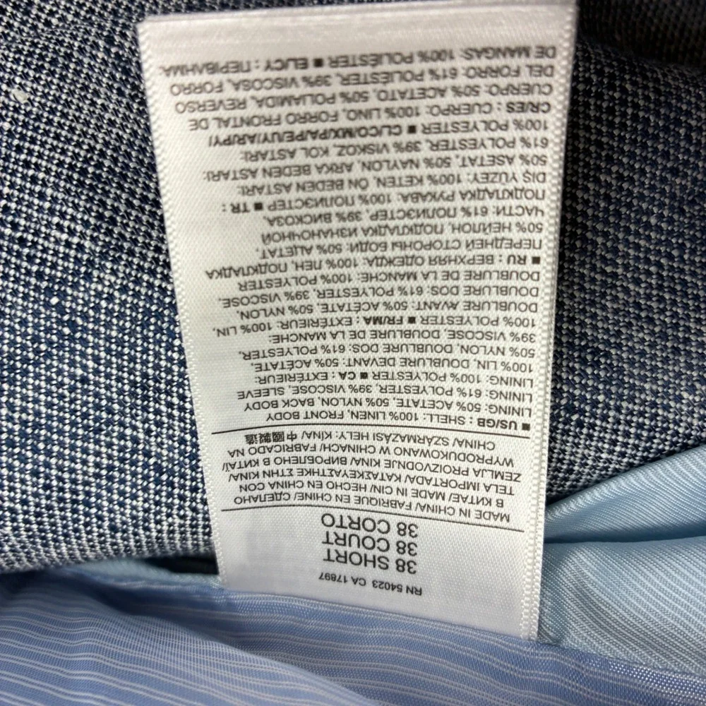 Banana Republic Blazer Mens 38S Blue Linen Tailored Fit Sport Coat 402018-00